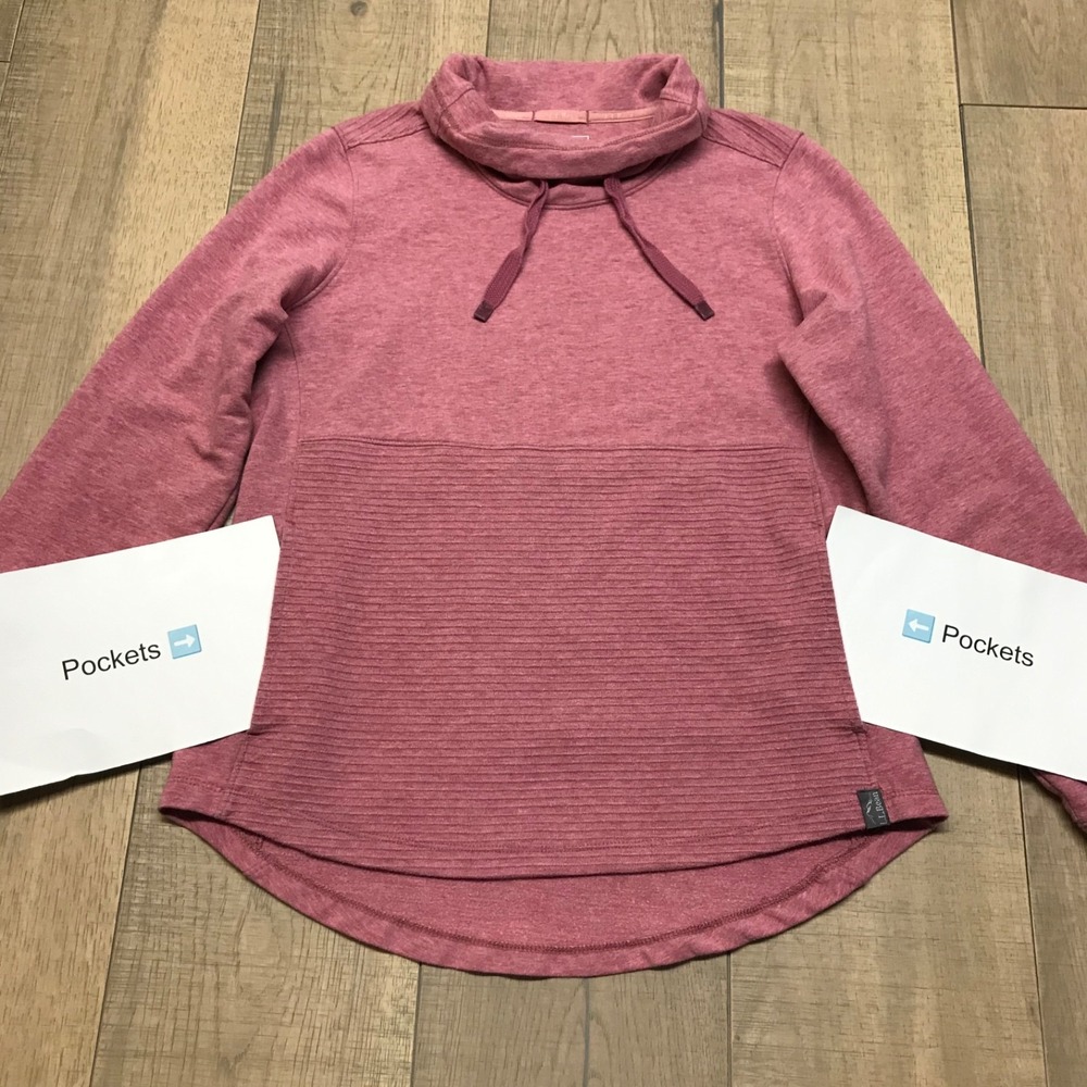 L.L. Bean Sweatshirt Womens Size PS Petite Small Pink Pullover Funnel Neck Cozy - Picture 7 of 10
